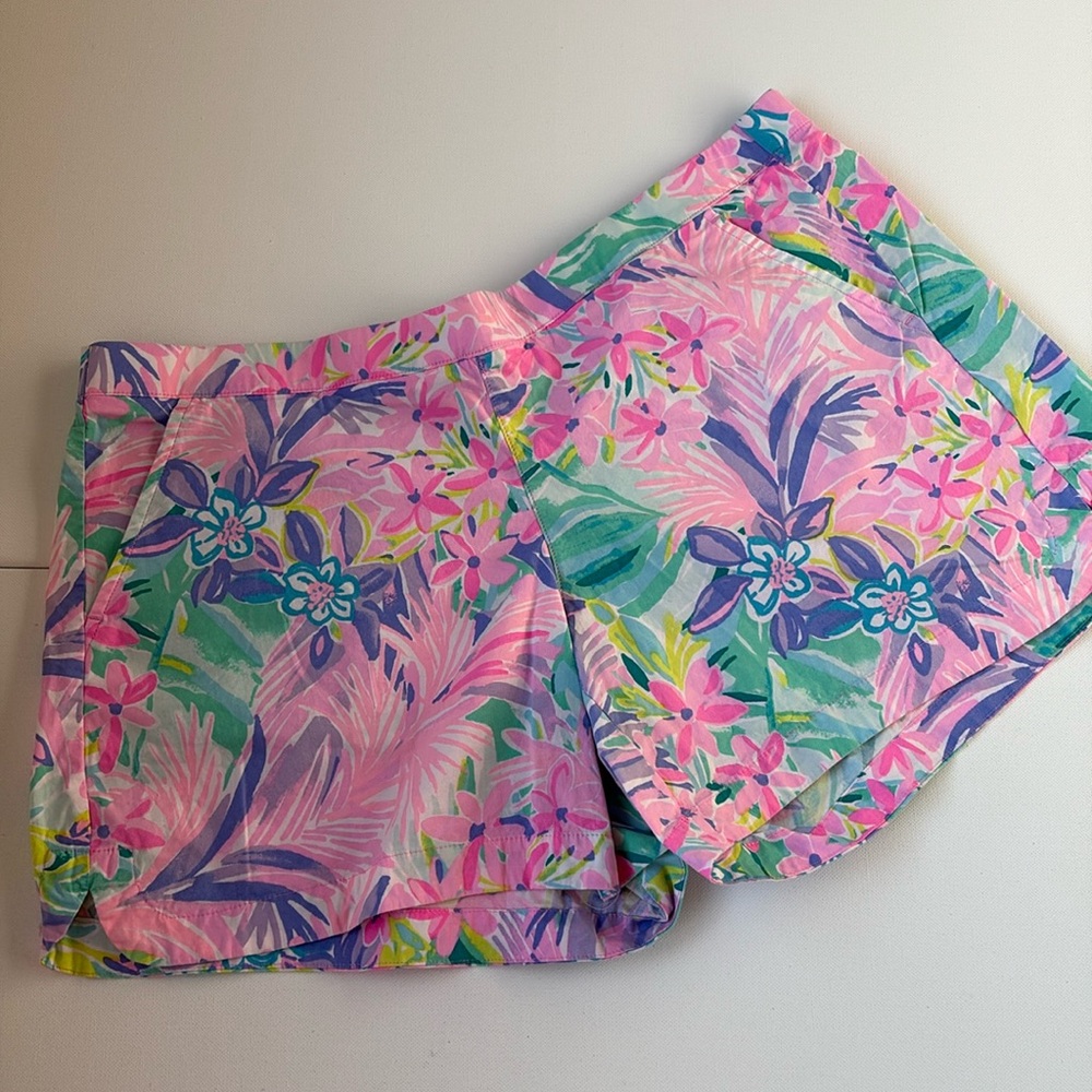 LILLY PULITZER Ocean View Shorts Pink Blue Multi Floral It Was All A Dream L